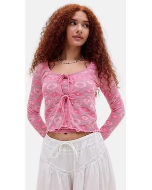 Urban Outfitters Uo Open Stitch Cardigan - Red
