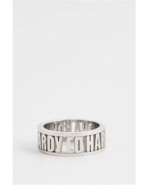 Ed Hardy Cut Out Logo Band Ring - White