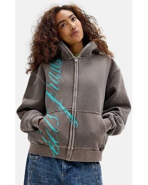 iets frans... Italic Zip-though Hoodie - Grey
