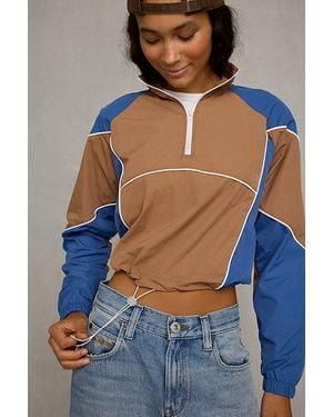 Out From Under Josephine Colorblock Windbreaker Quarter-Zip Pullover Jacket - Blue