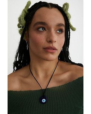 Velvet Luna Evil Eye Suede Cord Necklace - Black
