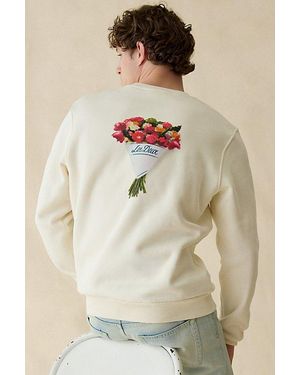 Les Deux Bouquet Graphic Crew Neck Sweatshirt - Natural