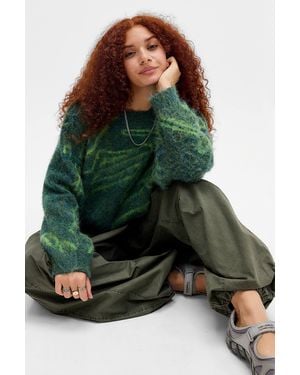 iets frans... Graffiti Brushed Knit Jumper - Green
