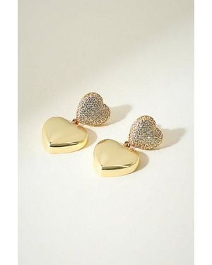 The M Jewelers Pavé Double Heart Earrings - Natural