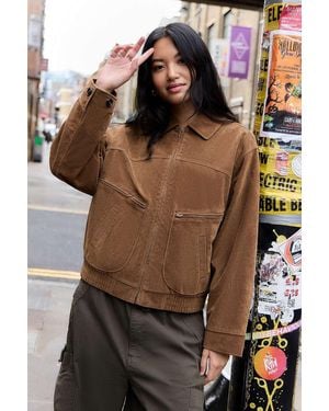 BDG Conrad Faux Suede Bomber Jacket - Brown