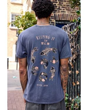 Urban Outfitters Uo Keep It Zen Koi Fish Graphic Tee - Blue