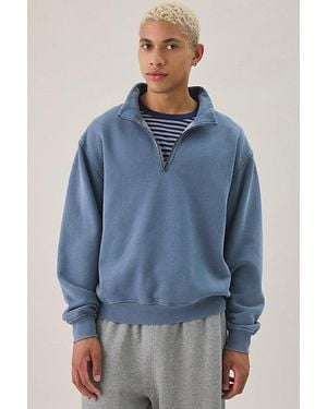 Standard Cloth Anchor Washed Quarter Zip Sweatshirt - Blue