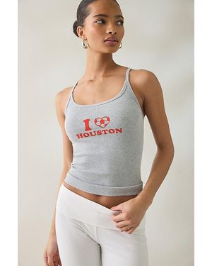 BDG City Goals Off Duty Graphic Scoop Neck Cami - Gray
