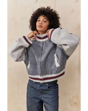 Jaded London Grey Team 85 Knitted Bomber Jacket