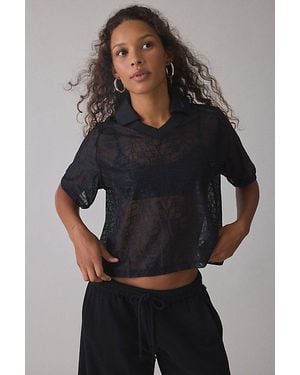 Nike Sportswear Street Semi-Sheer Lace Short Sleeve Polo Top - Gray