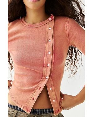 BDG Bella Three Quarter Sleeve Asymmetric Button Front Cardigan - Black