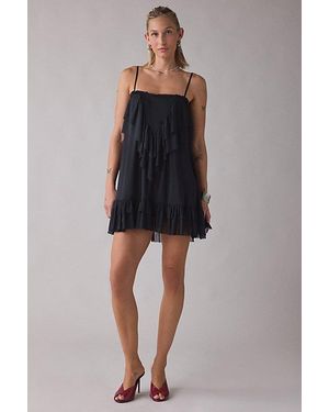 AFRM Glen Tiered Ruffle Shift Mini Dress - Black
