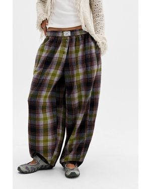 BDG Brushed Check Barrel Trousers - Black