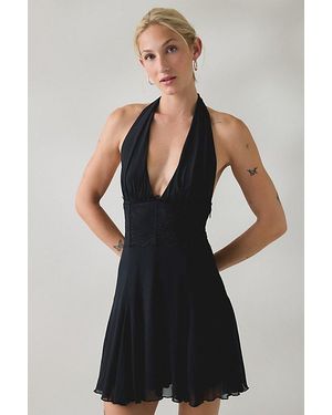 Kimchi Blue First Dance Plunging Halter Neck Mini Dress - Black