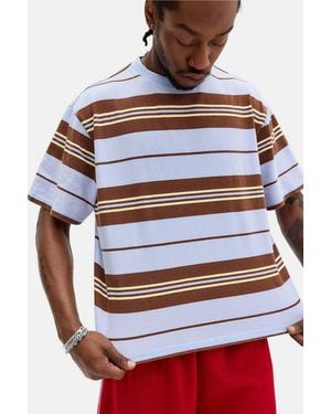 iets frans... Blue & Brown Stripe Short Sleeve T-shirt - Red