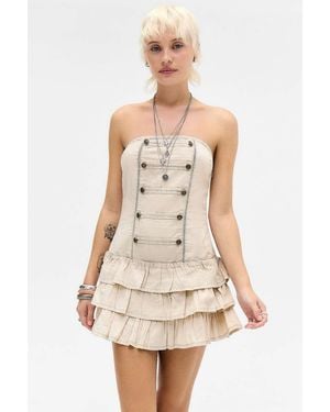 BDG Charlie Military Bandeau Mini Dress - White