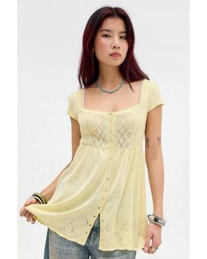 Urban Outfitters Uo Bexley Babydoll Top - Natural