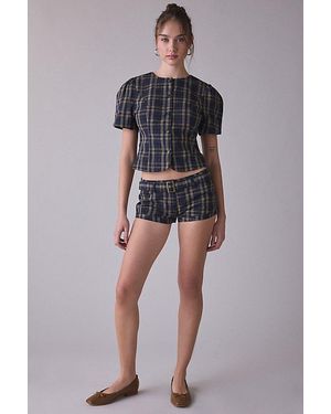 Lioness Femme Plaid Short Sleeve Button-Front Blouse - Multicolor