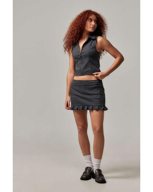 Archive At Uo Pinstripe Lindsey Mini Skirt - Grey