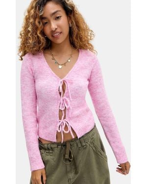 Urban Outfitters Uo Tie Front Cardigan - Pink