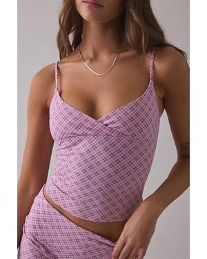 Out From Under Bec Plunging Surplice Cropped Cami - Purple