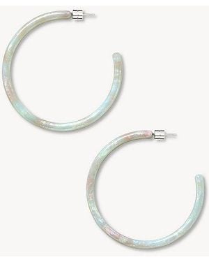Machete Italian Acetate Large Hoop Earrings - White