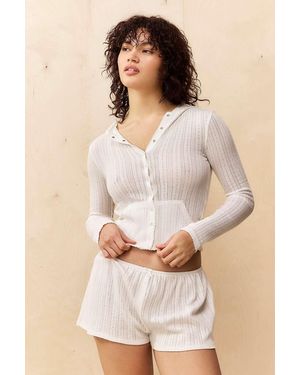 Out From Under Pointelle Popper Hoodie - Natural