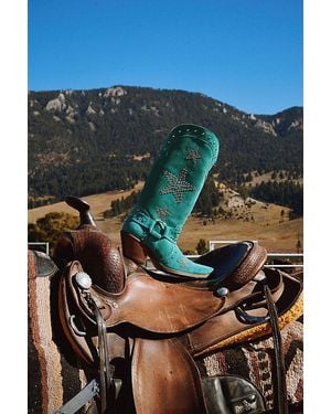 Dingo Lucky Stars Suede Leather Cowboy Boot - Green