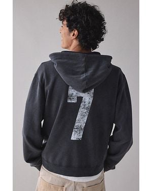 BDG Bonfire Graphic Full Zip Hoodie Sweatshirt - Gray