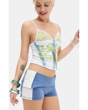 Jaded London Sever Foldover Mini Shorts Uk 6 At Urban Outfitters - Blue