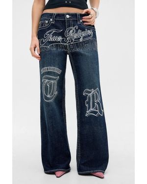 TRUE RELIGION Bobbi Embroidered Big T Baggy Jeans - Blue