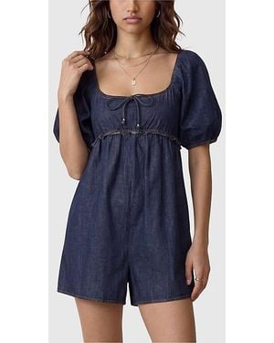 Modenaire Tie-Detail Romper - Blue