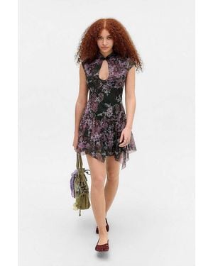 Kimchi Blue Misty Flocked Mini Dress - Black