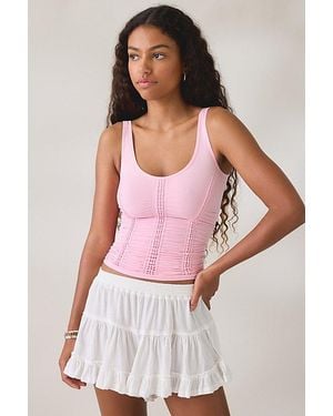 Out From Under College Sweetheart Ruched Seamless Knit Tank Top - Pink
