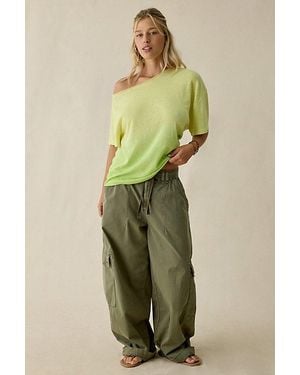BDG Courtney Off-The-Shoulder Oversized Tee - Green