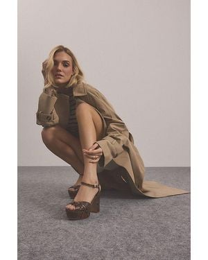 SCHUTZ SHOES Keefa Snakeskin Heeled Sandals - Brown