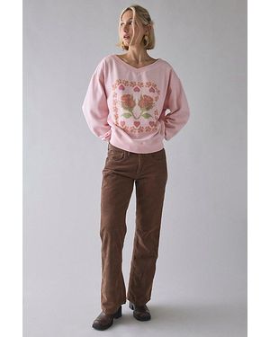 Urban Outfitters Uo Cross Stitch Graphic V-Neck Pullover Sweatshirt - Multicolor