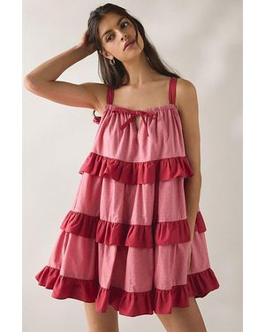 JACQUIE THE LABEL Ada Tiered Ruffle Trapeze Mini Dress