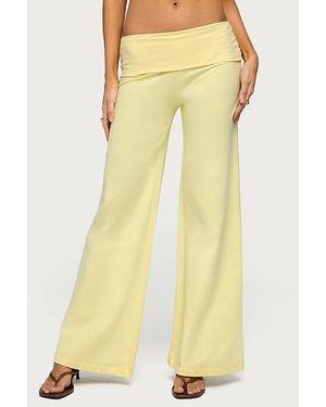 Edikted Wide Leg Fold Over Pants - Yellow