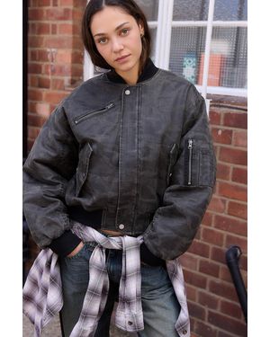 BDG Camo Wax Bomber Jacket - Grey