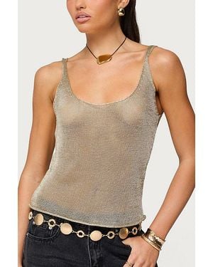 Edikted Meena Shiny Knit Tank Top - Gray