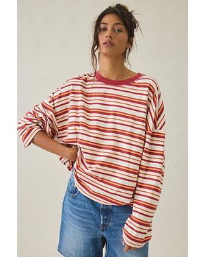 BDG Boxy Long Sleeve Spill The Tee - Red