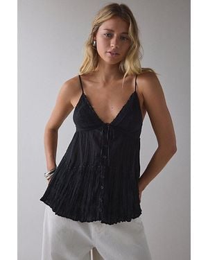 Kimchi Blue Tara Embroidered Cotton Babydoll Cami - Gray