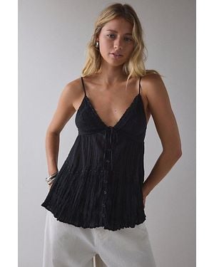 Kimchi Blue Tara Embroidered Cotton Babydoll Cami - Gray