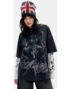Minga Black Cross T-shirt - Blue