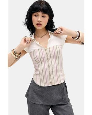 Silence + Noise Silence + Noise Lila Hybrid Shirt - White