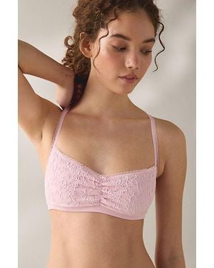 Out From Under Simona Floral Jacquard Seamless Knit Bralette - Pink