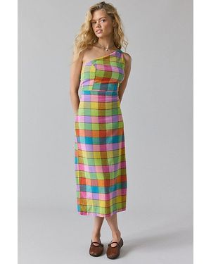 Urban Outfitters Uo Carson Asymmetrical One Shoulder Linen-Blend Midi Dress - Multicolour