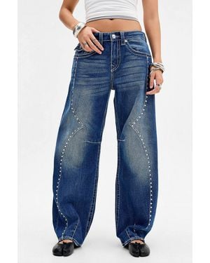 TRUE RELIGION Bailey Big T Barrel Jeans - Blue