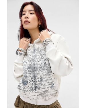 Urban Outfitters Uo Grunge Script Zip-through Hoodie - Grey